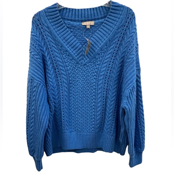 J.crew Cotton plus size  cable-knit V-neck pullover cozy sweater size XXL NWT - Picture 1 of 4